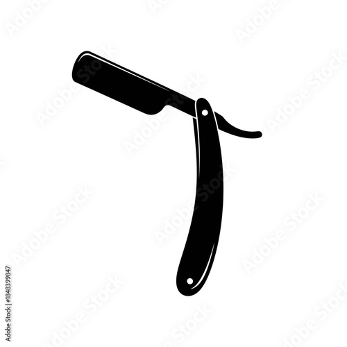 Barber Razor Silhouette Vector Vintage Shaving Blade Icon Isolated on White Background