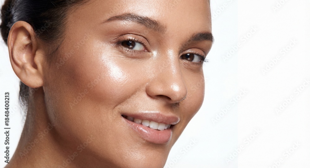 Obraz premium Close-up Portrait of a Natural Beauty with Fresh Radiant Skin