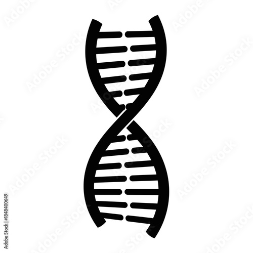 DNA Helix Silhouette Vector Genetic Chain Science Icon Isolated on White Background
