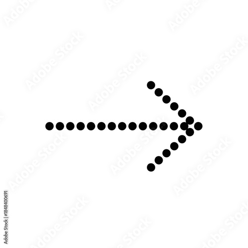 Dotted Arrow Silhouette Vector Path Guide Direction Icon Isolated on White Background