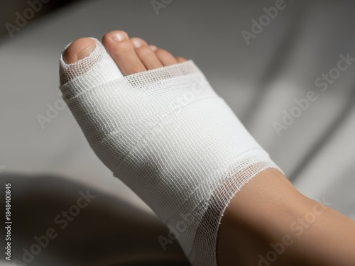 Bandaged Toe with Medical Wrap