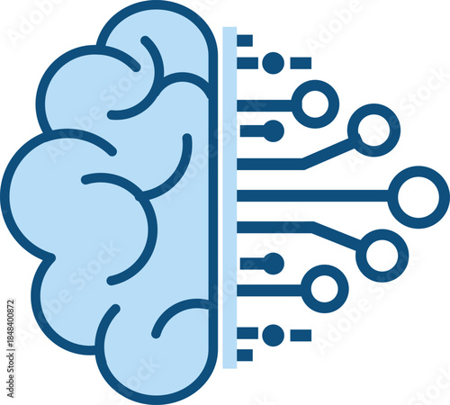 Ai Intelligence with Brain Symbol, Digital Circuit Board, circuit board, semiconductor path, AI technology with Path, Artificial Intelligence, motherboard signals, Human Brain