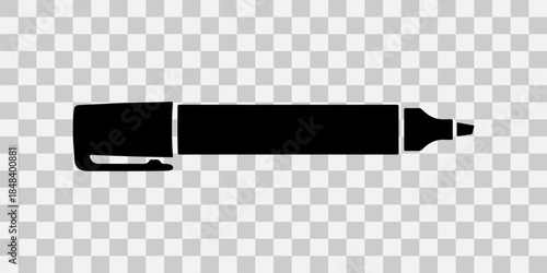 Black silhouette of a marker pen on transparent background