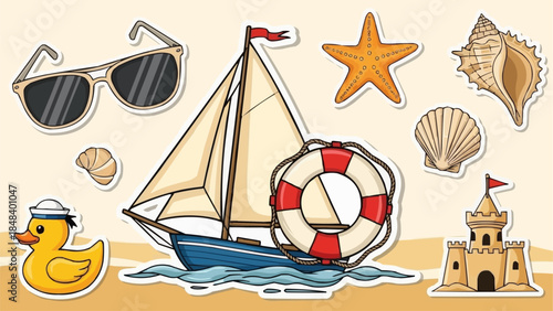 Summer Vacation Beach Fun Elements Collection.