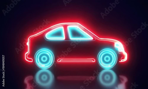 modern mockup of car icon neon light icon outline glowing.ai 