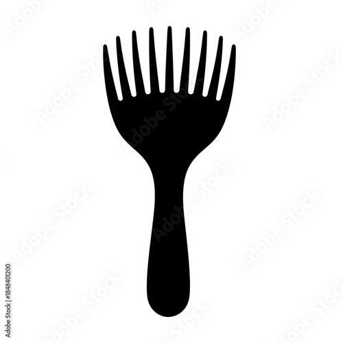 Hair Comb Silhouette Wide Tooth Black Vector Beauty Tool Icon on White Background for Salon