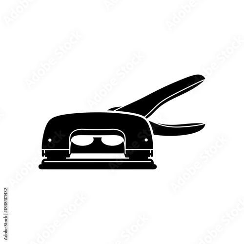 Hole Puncher Silhouette Paper Tool Black Vector Office Equipment Icon on White Background