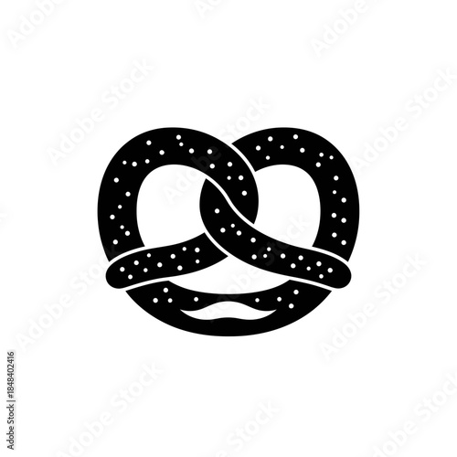 Salty Pretzel Silhouette Vector Icon, Bakery Snack Symbol for Oktoberfest and Food Menu Design
