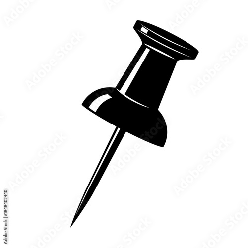 Push Pin Silhouette Vector Icon, Notice Board Marker Symbol for Office and Stationery Design Concepts