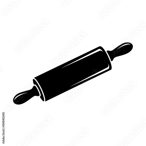 Wooden Rolling Pin Silhouette Vector Icon, Baking Tool Symbol for Kitchen and Pastry Shop Design