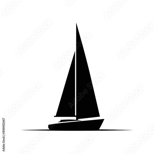 Sailing Boat Silhouette Vector Icon, Marine Transport Symbol for Sea Travel and Nautical Design