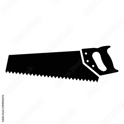 Hand Saw Blade Silhouette Vector Icon, Wood Cutting Tool Symbol for Carpentry and Construction Design