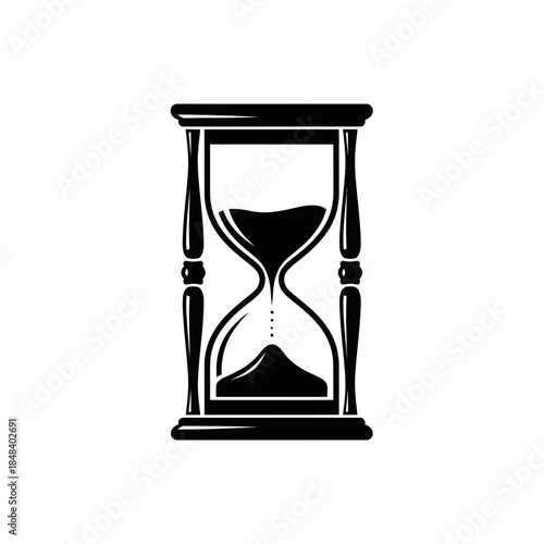 Antique Hourglass Silhouette Vector Icon, Sand Timer Symbol for Deadline and Time Management Concepts