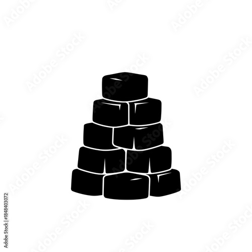 Stacked Sugar Cubes Silhouette Vector Icon, Sweetener Ingredient Symbol for Coffee and Tea Design