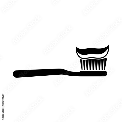 Dental Toothbrush Silhouette Vector Icon, Oral Hygiene Tool Symbol for Dentist and Healthcare Design