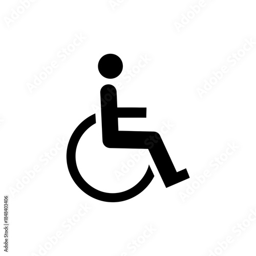 Disabled Wheelchair Sign Silhouette Vector Icon Isolated on White Background for Accessibility and Medical Design