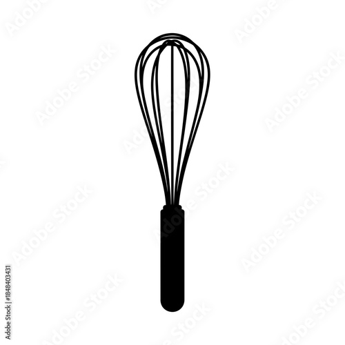 Kitchen Wire Whisk Silhouette Vector Illustration Isolated on White Background for Cooking and Baking Tools Design