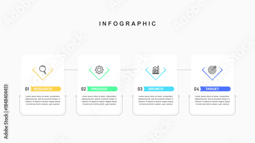 Infographic design template with icons and 4 options of business simple Suitable for process diagrams, presentations, workflow layout, vector, illustration.