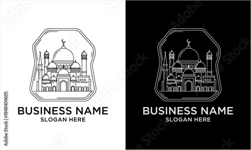 Elegant Mosque Line Art Logo Design for Islamic Businesses and Organizations.