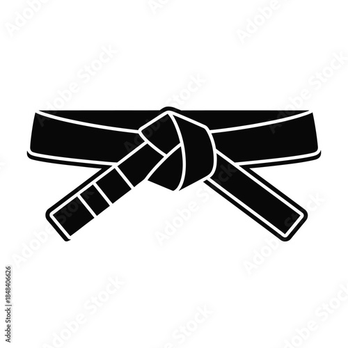 Martial arts belt with rank stripes silhouette icon