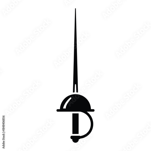 Fencing sword silhouette icon for sport dueling