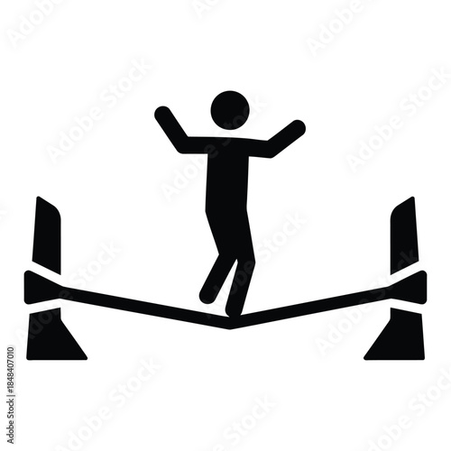 Slacklining man balance walk silhouette icon