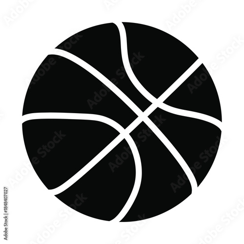 Basketball ball silhouette icon isolated on white