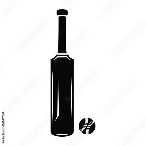 Cricket bat with ball silhouette equipment icon