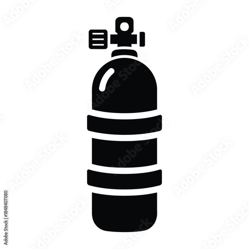 Oxygen tank cylinder for scuba diving silhouette