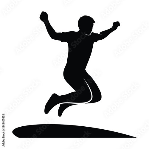 Jumper silhouette man jumping in mid air