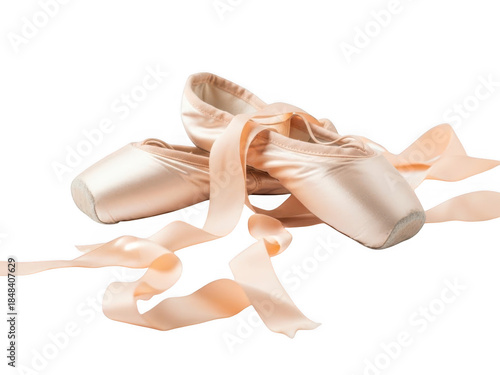Wallpaper Mural A pair of satin pink pointe shoes for ballet dance with ribbons untied, isolated on transparent background Torontodigital.ca