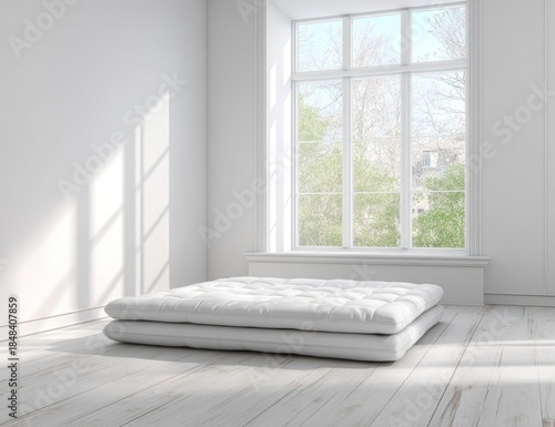 Empty room with a white futon