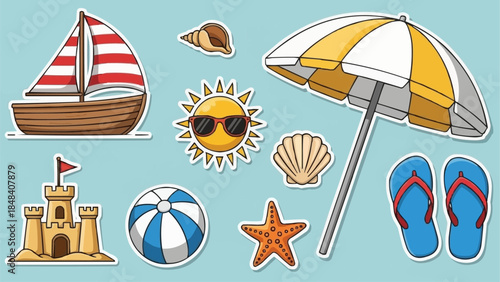 Summer Beach Vacation Elements Collection.