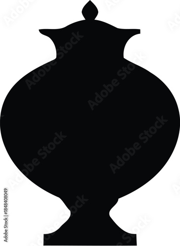 Elegant Black Silhouette of an Antique Decorative Vase for Home Decor and Craft Projects