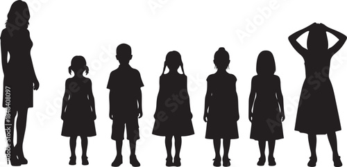 Silhouettes of People of Different Ages and Heights
