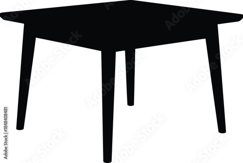 Stylish Black Square Dining Table Icon for Modern Interior Design, Minimalist Furniture Concept