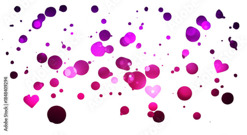 Abstract Pink and Purple Circles and Hearts - Festive Background Design