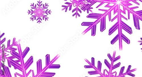 Purple Snowflakes on a White Background A Festive Winter Design