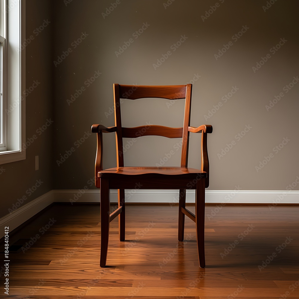 custom made wallpaper toronto digitalWooden Chair in Sunlit Room with Hardwood Floor and Neutral Wall
