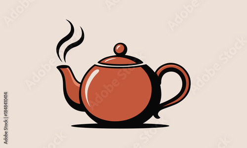 Brown teapot with steam coming out