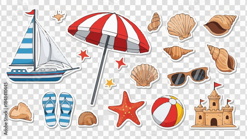 Beach Vacation Summer Holiday Objects Collection.