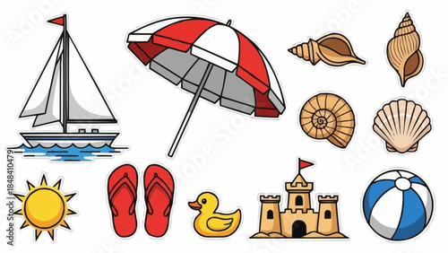 Summer Beach Vacation Objects Collection Fun Activities.