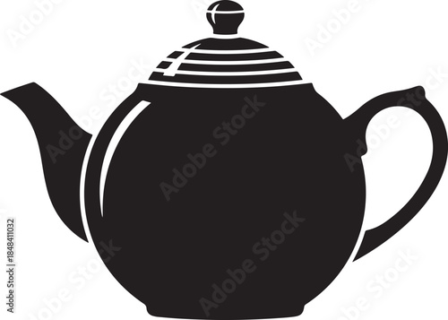 Black silhouette of a classic teapot with lid kettle
