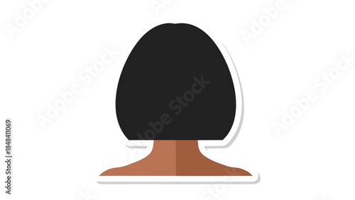 Vector Icon of a Person's Back with Black Bob Haircut