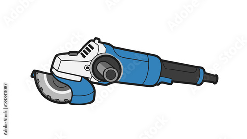 Vector Illustration of a Blue and White Angle Grinder