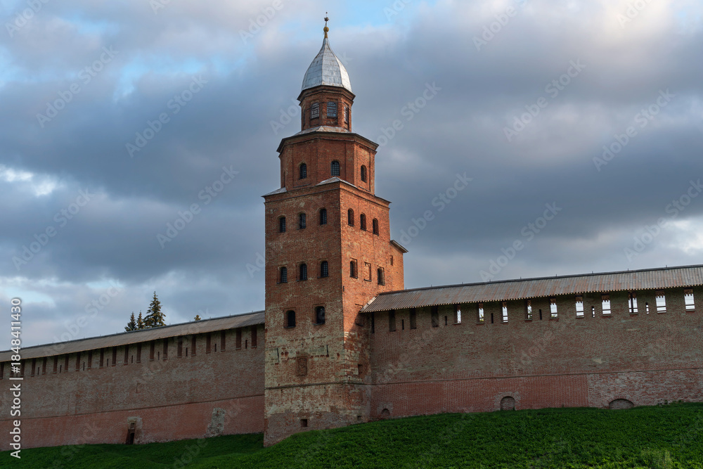 Fototapeta premium Kukuy Tower of the Novgorod Kremlin (Novgorod Detinets) on a sunny summer day, Veliky Novgorod, Russia