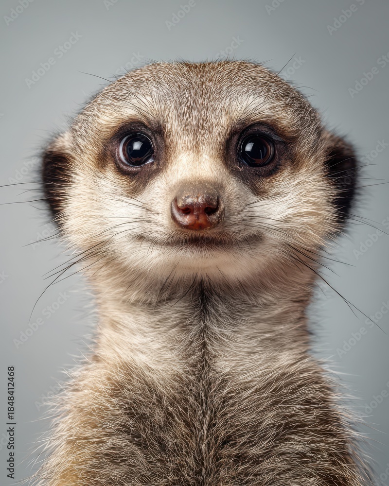 Fototapeta premium cute animal looking straight at camera, centered composition, clean background, soft studio light
