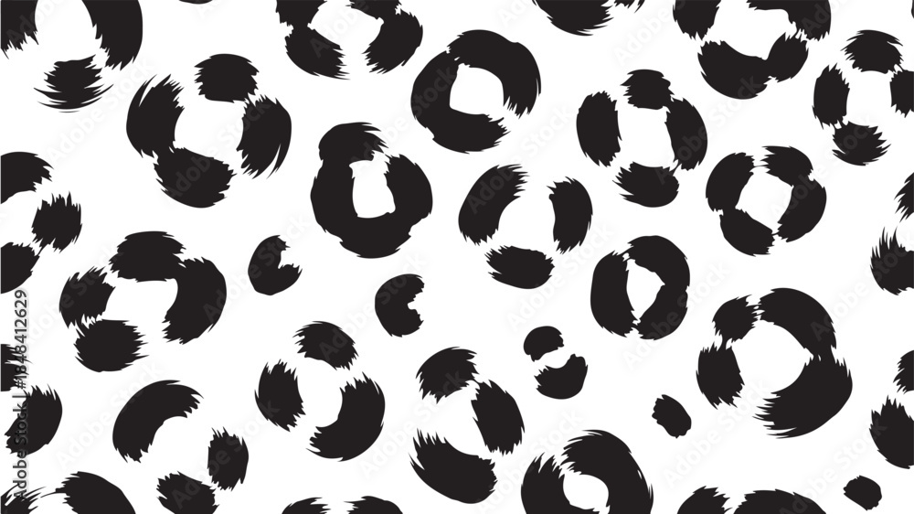 Fototapeta premium Abstract Hand-Drawn Black and White Leopard Print Seamless Pattern Background for Textile and Fashion Design