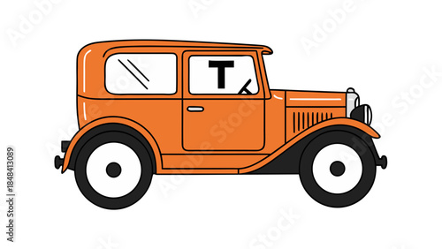 Vintage Orange Cartoon Car