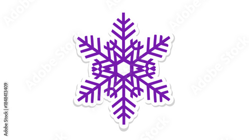 Vibrant Purple Snowflake Icon with White Outline on White Background